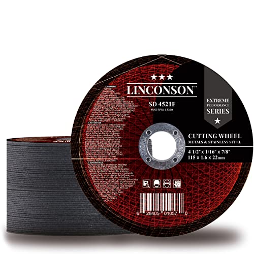 LINCONSON 50 Pack 4.5 Inch Cut Off Wheel for Metal & Stainless Steel Used On Angle Grinder 4.5”x1/16”x7/8" Flat Disc (SD 4521F) - style: 4.5 Inch 50 Pack