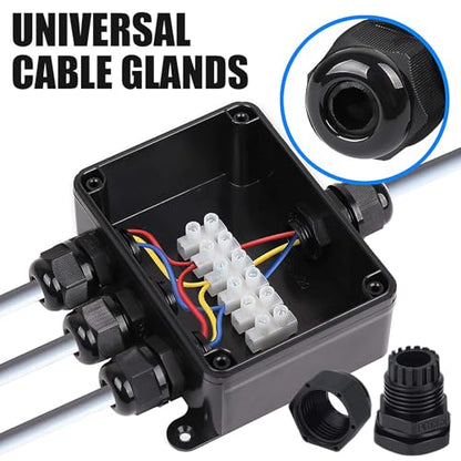 Cable Glands 50 pcs Cable Gland Waterproof joints, Adjustable Black 3-16mm Waterproof Cable Connectors PG7 PG9 PG11 PG13.5 PG16 PG19 Plastic 4 cable glands and Gaskets in PP Box - color: Black