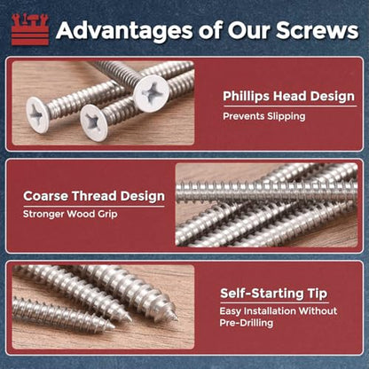 50pcs Phillips Wood Screws #14x2 304 Stainless Steel White Head - color: White Head, size: #14x2"