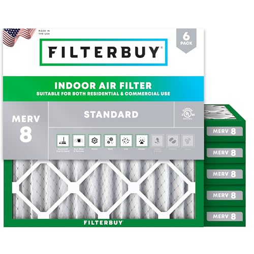 Filterbuy 10x10x2 Air Filter MERV 8 Dust & Allergy Defense (6-Pack) - size: 10x10x2