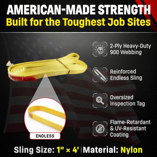DD Sling 1" x 4' Nylon Endless Lifting Sling – USA Made - size: 1"x4'