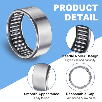 uxcell SCE99 Needle Roller Bearings, Drawn Cup Open End, 9/16" Bore 3/4" OD 9/16" Width 5pcs - size: 9/16x3/4x9/16"
