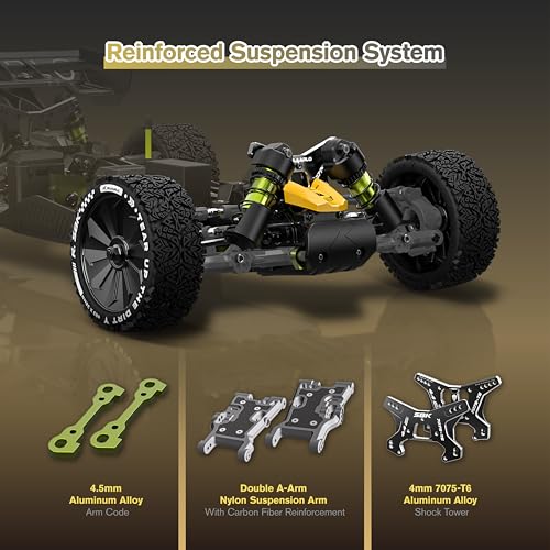 RLAARLO 1/10 Brushless RC Cars, 4×4 Buggy, 50+ MPH, Carbon Fiber, Ages 8+