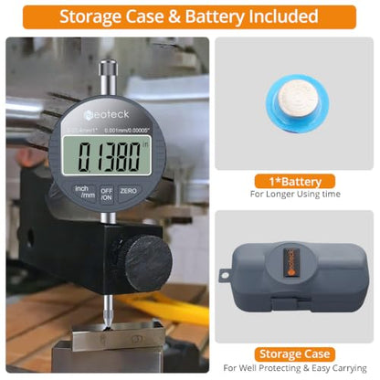 Neoteck 25.4 mm/1" Digital Dial Indicator with 0.001mm/0.00005" Resolution - color: Silver Gray, size: 0-1''/0.00005''