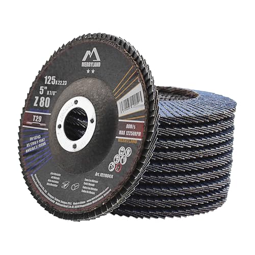Merryland 10 Pack 80 Grit Flap Disc 5 inch Metal T29 Flap Wheel - style: Z80 10PCS
