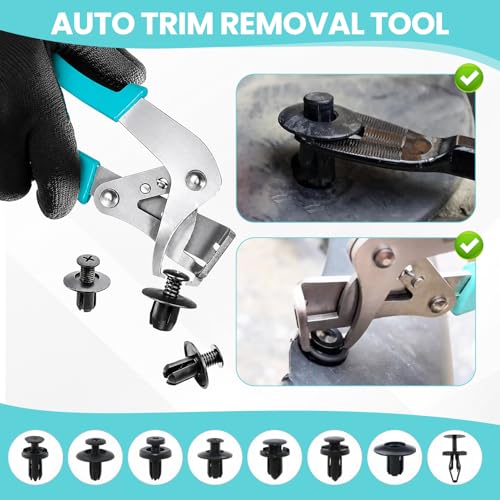 Car Clip Pliers, Panel Clip Removal Tool with 2Pcs Stainless Steel Fastener Remover for Disassembling Automotive Interior, Door Panel Dashboard, Buckles, Plastic Trim Clips, Rivets - color: Blue 3pcs