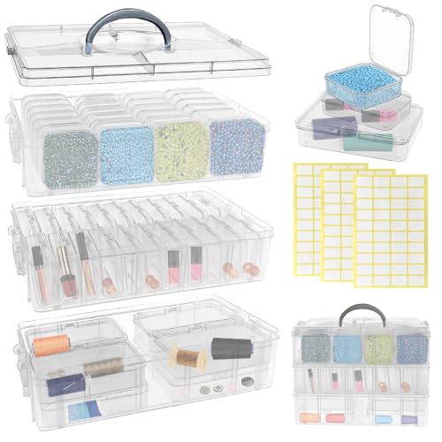 Guyuyii Bead Organizer and Storage, 58 Bead Storage Containers in 3 Sizes