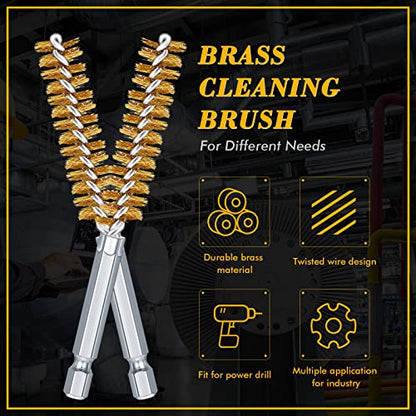 12 Pieces Bore Brush for Drill Wire Bore Brush Set - style: Brass