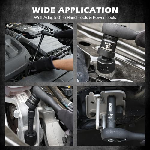 71-Piece 3/8" Drive Master Impact Socket Set, SAE and Metric, 5/16"- 3/4", 8mm - 22mm, Cr-V, Cr-MO, Universal Joint Deep Standard Sockets with Ratchet Handle, Swivel Sockets, Extension Bars, Adapters - size: 71 PCS 3/8"Drive Master