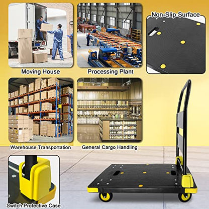 Platform Truck Cart 1000LBS Chinco Star Folding Push Cart Dolly Portable Moving Dolly Cart with 360° Swivel 5'' Wheels Heavy Duty Foldable Flatbed Cart for Hand Moving (35L x24W x40H in) - size: 35"x24"-4 wheels