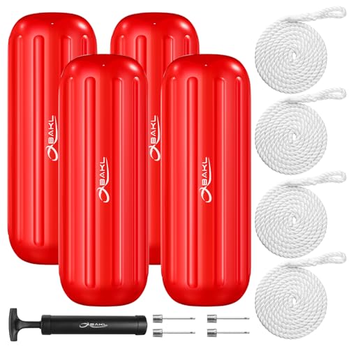 4 Pack 10 x 28 Inches Boat Fenders Bumpers for Docking - color: Ruby Red