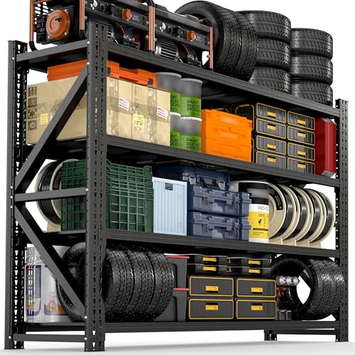 4-Tier Heavy Duty Garage Shelving,Industrial Shelving for Maximum Capacity,Garage Storage Racks Heavy Duty Steel Shelves,Ultra-Wide Metal Rack for 3‑Car Garages,Warehouses - size: 24"D*79"W*75"H