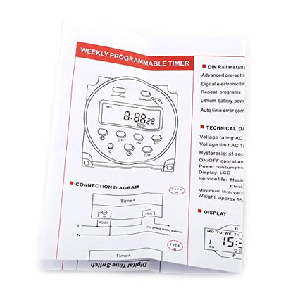 Programmable Relay Timer Switch, Digital Weekly Scheduling Control with Battery Backup Manual Override and LCD Display for Home HVAC White 1 Pack