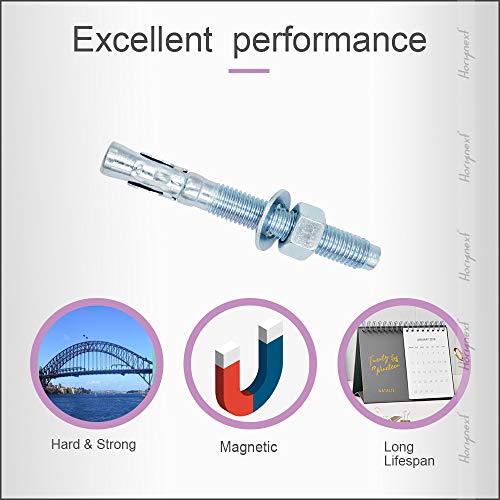 1/2 Concrete Anchors, 1/2 Wedge Anchors Bolts, 3-3/4" L, 10 Pcs - size: 1/2" x 3-3/4"