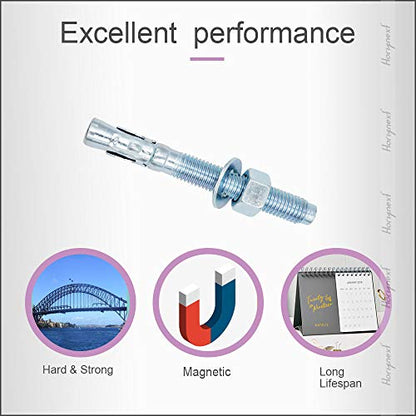1/2 Concrete Anchors, 1/2 Wedge Anchors Bolts, 3-3/4" L, 10 Pcs - size: 1/2" x 3-3/4"