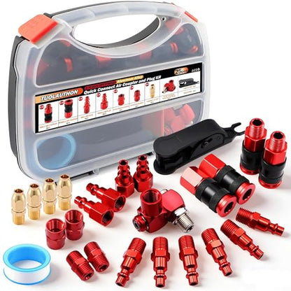 25Pcs 1/4" NPT Universal Air Coupler Plug Kit Aluminium Alloy