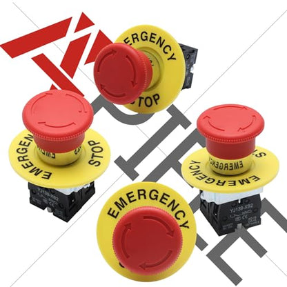 APIELE 22mm 2NC Red Mushroom Emergency Stop Push Button Switch 600V 10 Amp XB2-02ZS - style: XB2-02ZS