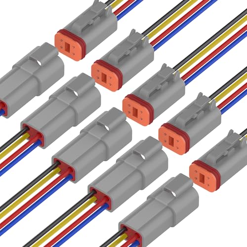 IP67 Deutsch 4 Pin Electrical Connector 16AWG (5PACK Grey) - size: 4 pin connector grey
