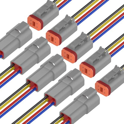 IP67 Deutsch 4 Pin Electrical Connector 16AWG (5PACK Grey) - size: 4 pin connector grey
