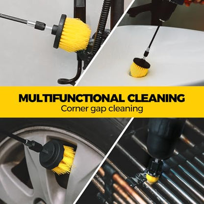 Holikme 8Piece Drill Brush Attachment Set - Power Scrubber Cleaning Kit - color: Yellow