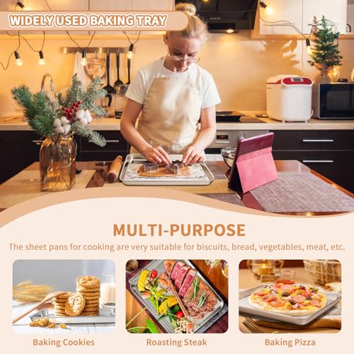 Stainless Steel Baking Sheet Pan Set of 2, Cookie Sheets 10 x 8 x 1 Inch - size: 10 inch