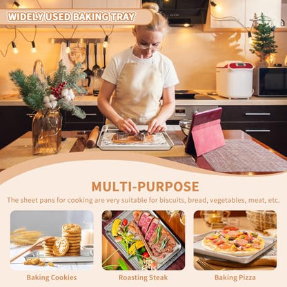Stainless Steel Baking Sheet Pan Set of 2, Cookie Sheets 10 x 8 x 1 Inch - size: 10 inch