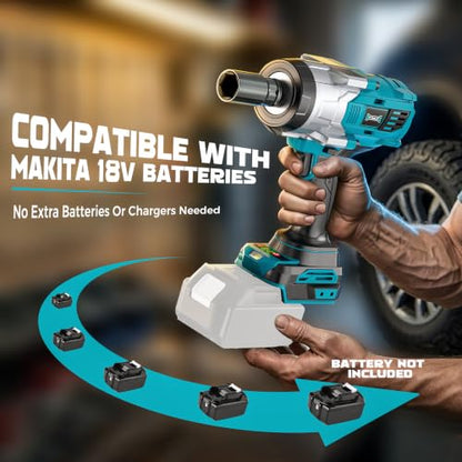 DIYtoolifz 2000N.M Cordless Impact Wrench 1/2" Compatible with Makita 18V - color: Blue