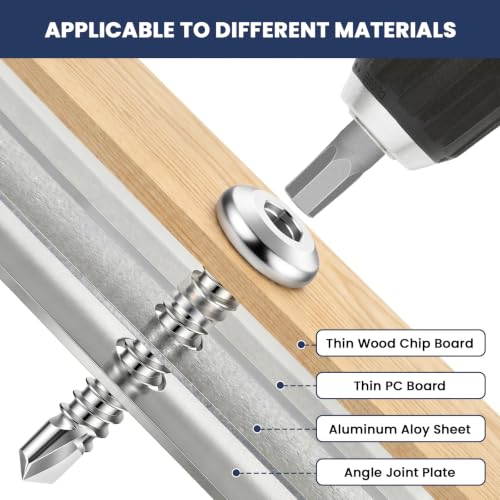 Mellewell #12 x 1-1/4" Flat Head Socket Cap Screws, Silver, 100 PCS - color: Silver, size: #12 x 1-1/4"
