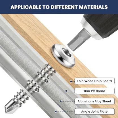Mellewell #12 x 5/8" Flat Head Socket Cap Screws, Silver, 100 PCS - color: Silver, size: #12 x 5/8"