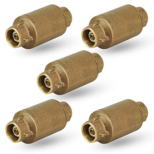 Midline Valve 372D322-5 Inline Spring Loaded Check Valve, Backflow Prevention, Lead Free, 1 in. Sweat Connections, Cast Brass (5 Pack) - size: 1 in., style: 5 Pack