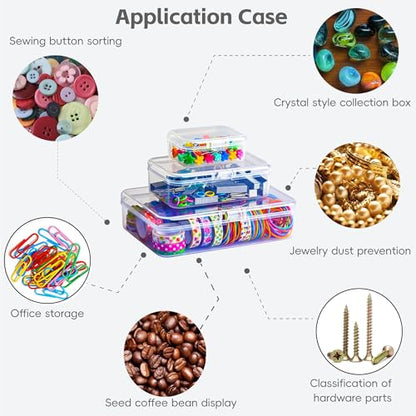 LJY 28 Plastic Boxes, 3 Sizes for Buttons - color: Frosted