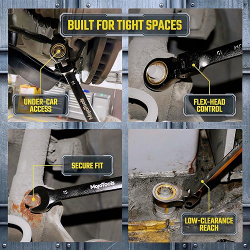 Metric Ratcheting Wrench Set, 8-24mm Flex Head, 23-Piece Cr-V Kit