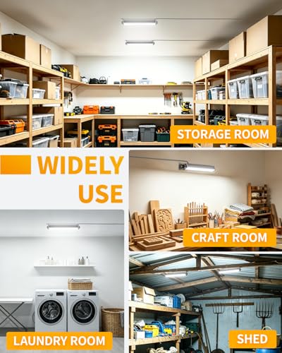 40W LED Shop Lights, 5400LM Plug in Garage Light, 6000K Daylight, 2 Pack