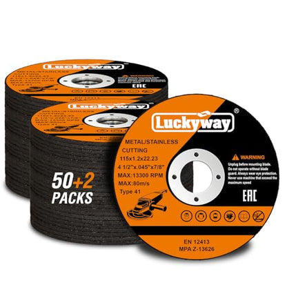 Luckyway 4-1/2 Inch Cut Off Wheels, 4-1/2"x.045“ x7/8" Cutting Wheel, Angle Grinder Cutting Disc for Metal and Stainless Steel Cut - 52 Pack