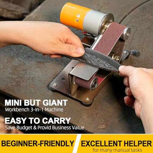 3-in-1 Mini Belt Sander 7-Speed Knife Sharpener Bench Grinder - color: Model.1 Knife Making Plus Kit, size: Model.1 Knife Making Plus Kit