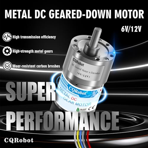 CQRobot 50:1 Metal DC Gearmotor 37Dx70L mm 6V/12V with 64 CPR Encoder - size: 50:1, style: 6V/12V