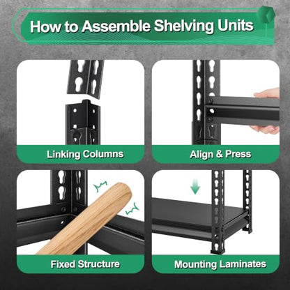 Storage Garage Shelving Units: 48" W x 16" D x 39" H Black