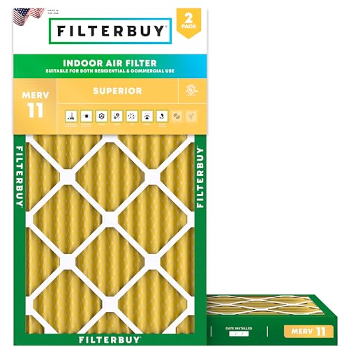 Filterbuy 10x20x2 Air Filter MERV 11 Pet & Allergy Defense (2-Pack) - size: 10x20x2