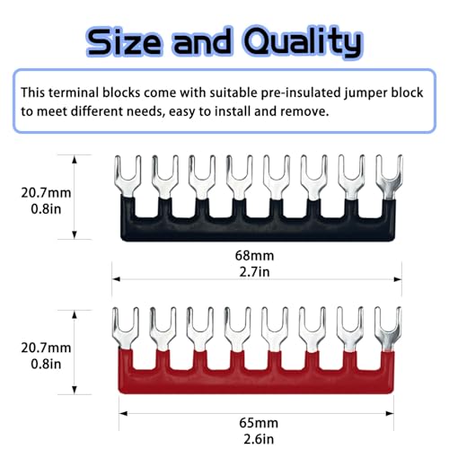 4 Sets 8 Positions 600V 15A Terminal Blocks Ground Circuit Dual Row Bus Bar Wire Screw Terminal Block Kit with Cover 600V Pre Insulated Terminal Strip WW004-1508 - size: 15A 8P