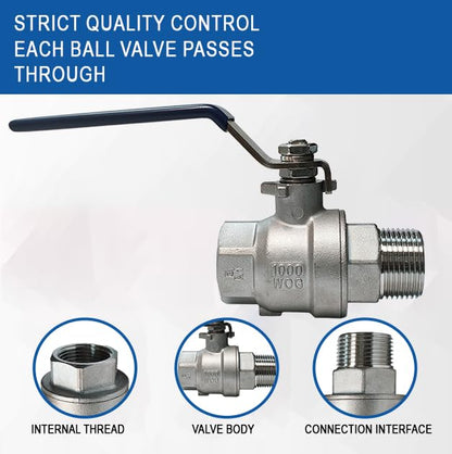 1 Inch 316 Stainless Steel Ball Valve NPT Full Port 2-Pack - size: 316 1" NPT F x M