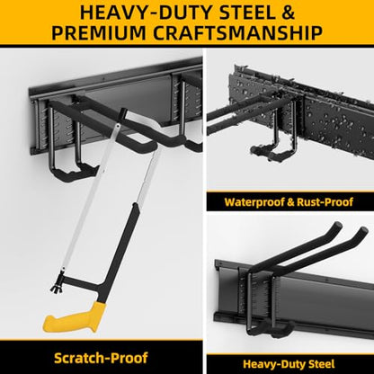 GRENPRO 49.5 Inch Garage Tool Organizer, 6 Double-layer Hooks, Holds 440lbs - size: 49.5 inch