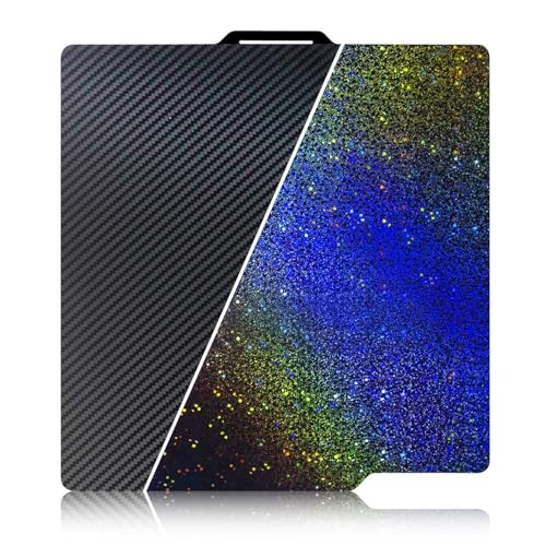 IdeaFormer Double Sided PET PEY Build Plate for Bambu Lab X2D/X1/X1C/X1E/P1P/P1S/A1,Flexible Smooth PET+PEY Spring Steel Plate 257x257mm for Bambu 3D Printers - color: Carbon Fiber PET+Starry PEY