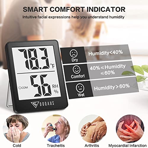 DOQAUS Digital Hygrometer Indoor Thermometer Humidity Meter, Black - color: Black