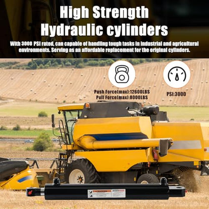 KINGWAY Double Acting Hydraulic Cylinder 2.5"Borex18"Stroke, 3000 PSI SAE#8 - size: 2.5“x18"
