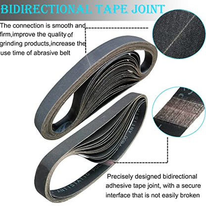18 PCS 1 x 42 Inch Silicon Carbide Sanding Belts Assortment- 80, 120, 240, 400, 800, 1000 Grits Premium Sander Belts For Knife Sharpening and Metalworking - size: 1x42