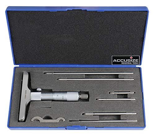 Accusize 0-6 in Depth Micrometer, 4 in Base, 0.001 in Resolution