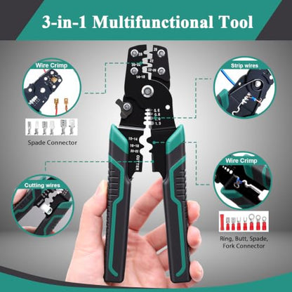 1740pcs Heat Shrink Wire Connector Kit with Crimping Tool for AWG 22-10 - size: 1740pcs