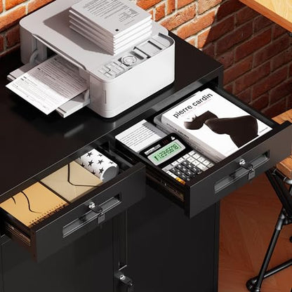 Greenvelly Metal Storage Cabinet with Drawers, 36' Black Steel Garage & Office Storage with Doors and Adjustable Shelves, Locking Metal Tool Cabinet - color: Black, style: 36"H-Drawers