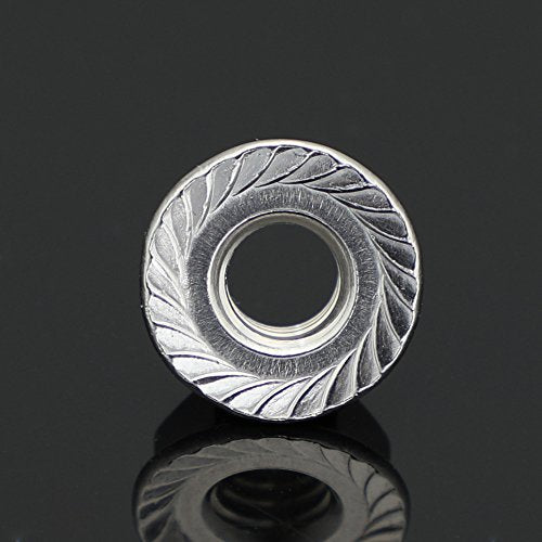 M8 Serrated Flange Nuts Flanged Locknuts, Stainless Steel 18-8 (304), Bright Finish, 50 PCS - color: Silver, size: M8