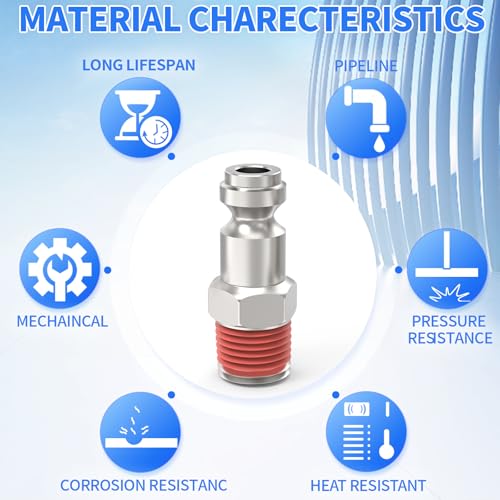 ChillWaves Automotive T-Style Air Plug, 1/4" NPT Male Pneumatic Plugs, Air Compressor Accessories Fittings(10-PACK) - size: 1/4" MNPT(1/4" Body)